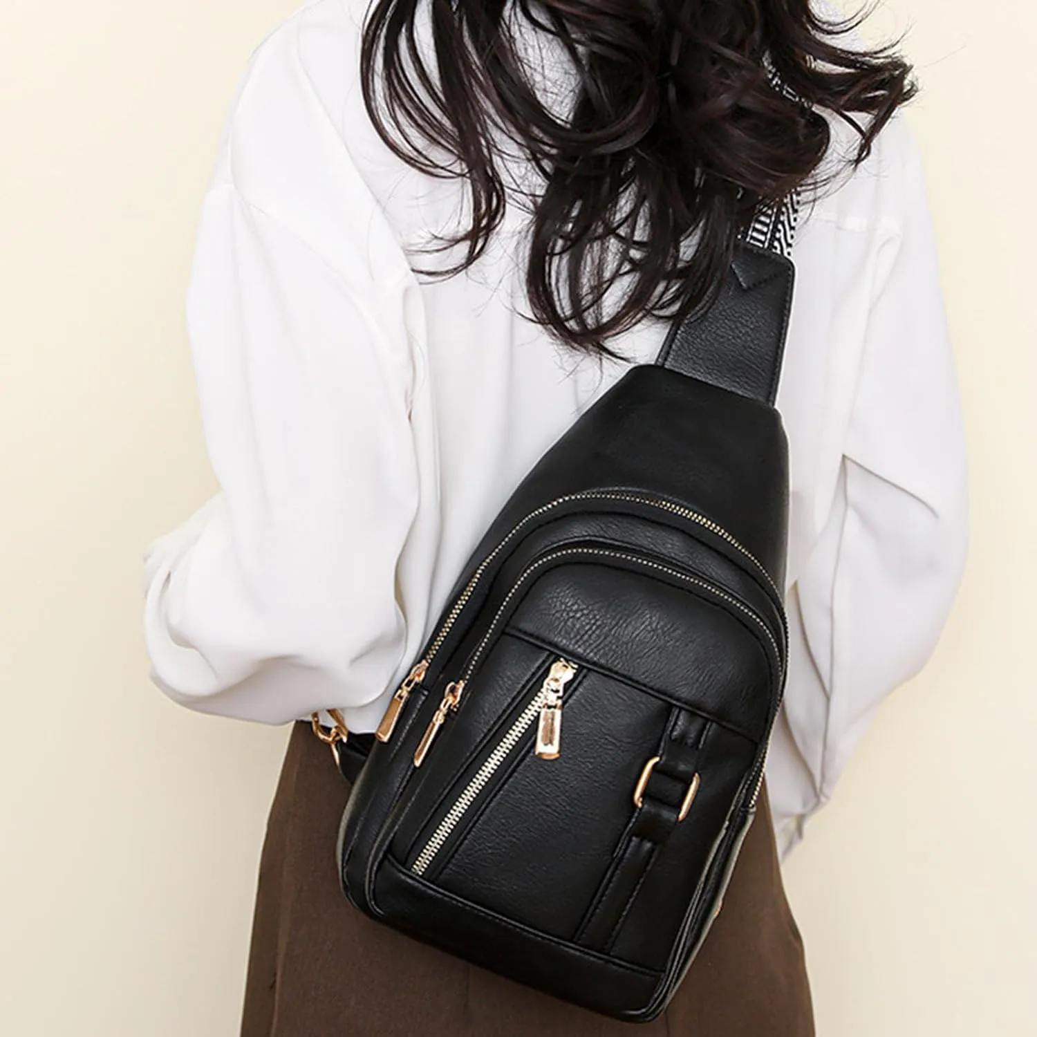 Anti Theft Crossbody Bag for Women Multi Pocket Crossbody Purses Shoulder Handbags Mens Work Backpack(Black)