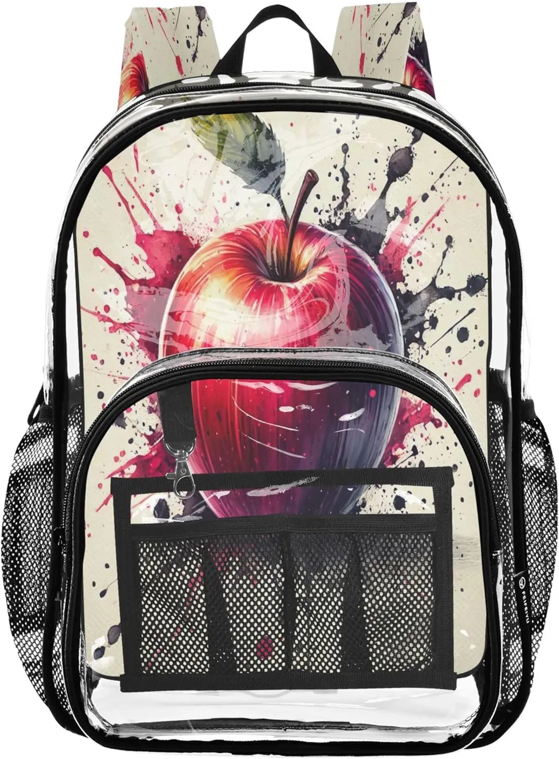 Artistic Apples Backpack School, Clear Plastic Bag, Kid Backpack, Clear Bookbag