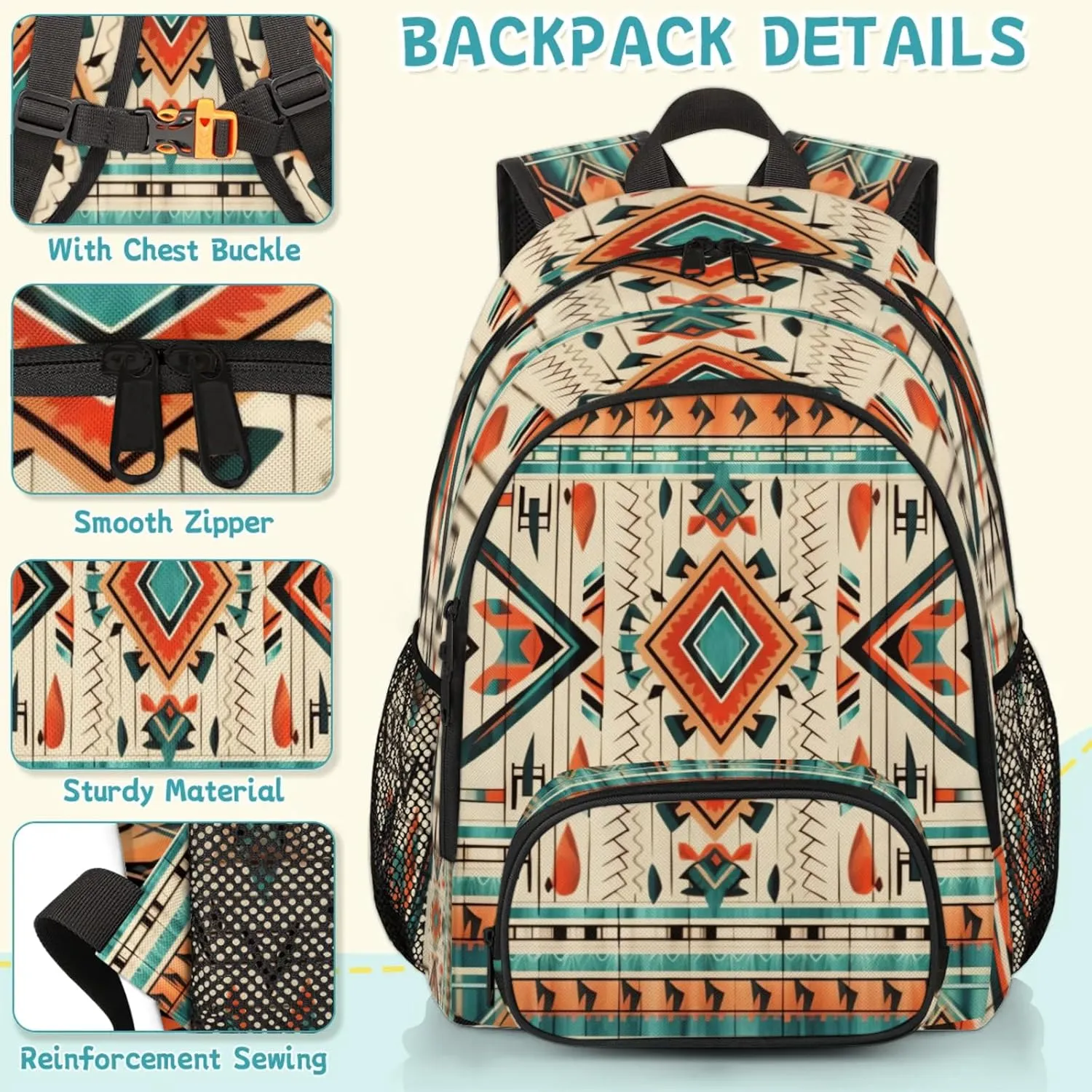 Aztec Backpacks for Boys Girls Travel Laptop Backpack Waterproof School Backpack with Laptop Compartment Teens Backpack Casual Daypack College Bookbag