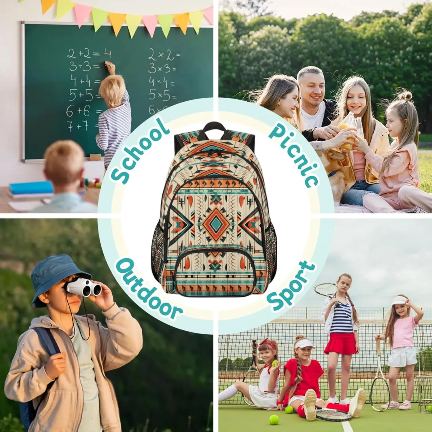 Aztec Backpacks for Boys Girls Travel Laptop Backpack Waterproof School Backpack with Laptop Compartment Teens Backpack Casual Daypack College Bookbag