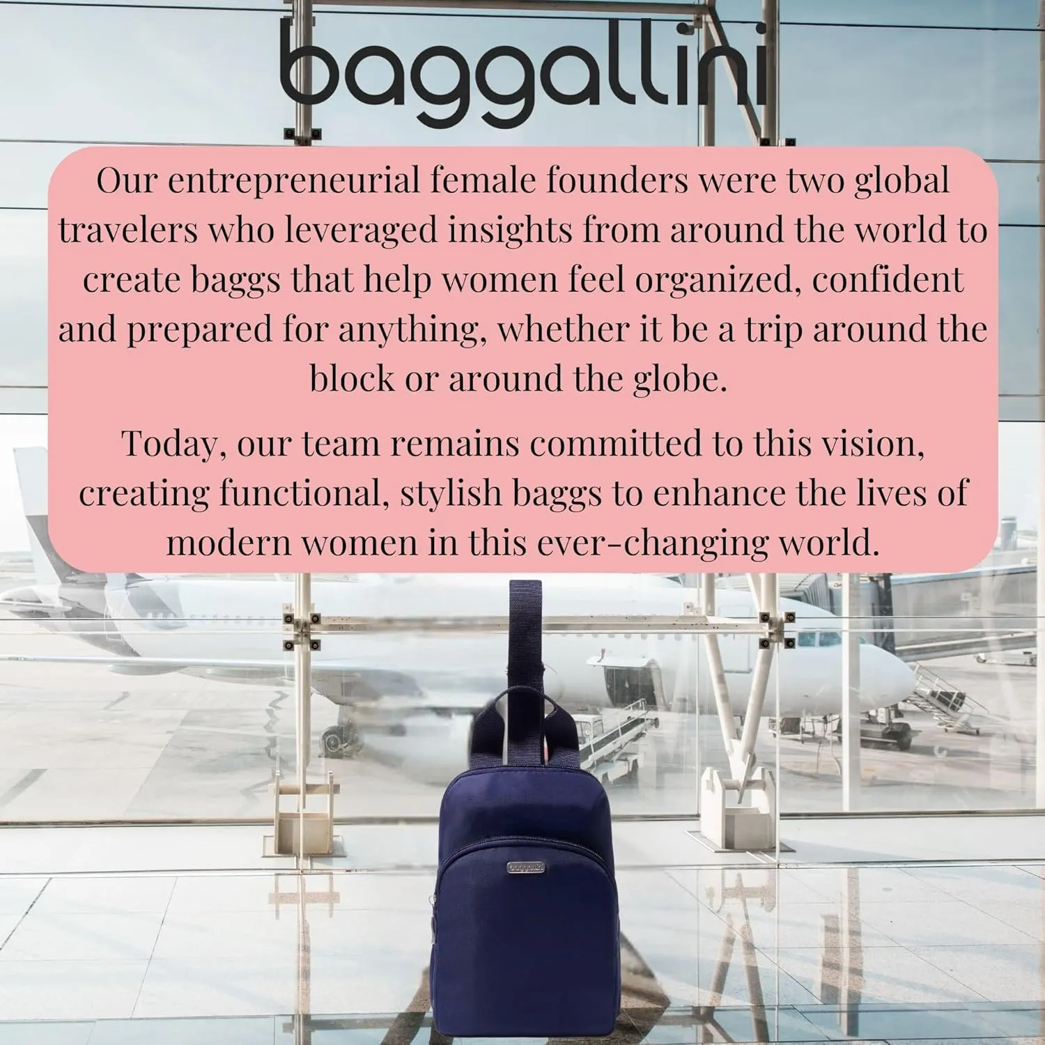 Baggallini Essential Small 12x7 Inch Sling Crossbody Bag with Convertible Adjustable Shoulder Strap