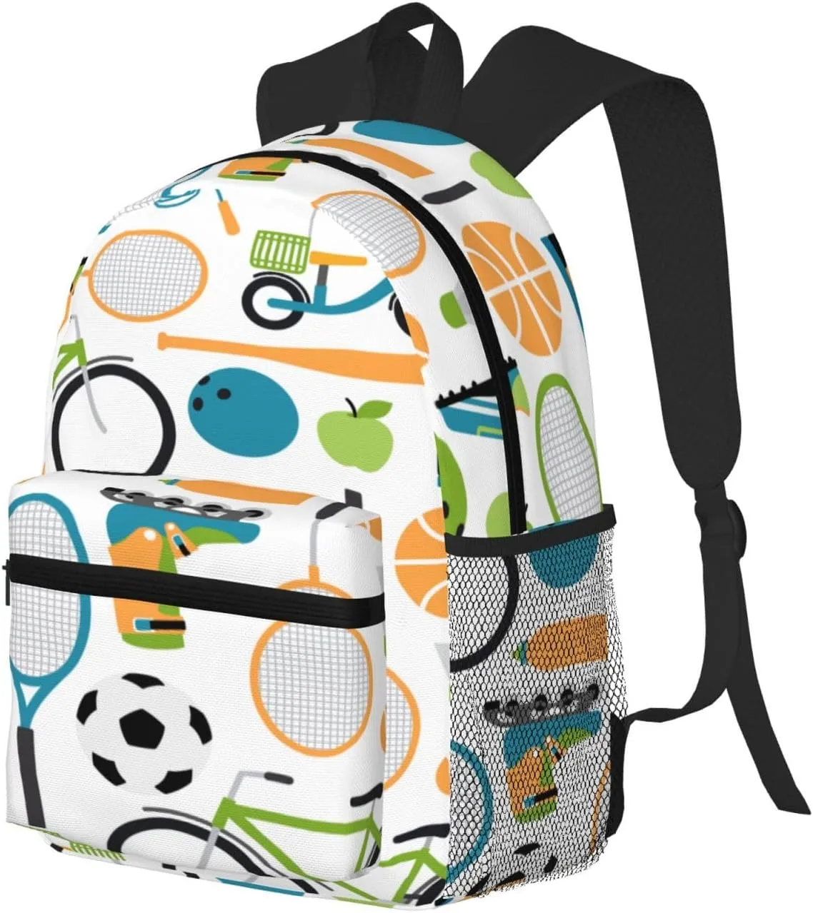 Ball Shuttlecocks Bowling Tennis Baseball Backpack, Travel Laptop Backpack Computer Bag Rucksack for Men Women Business Work Fits 15.6 Inch Notebook