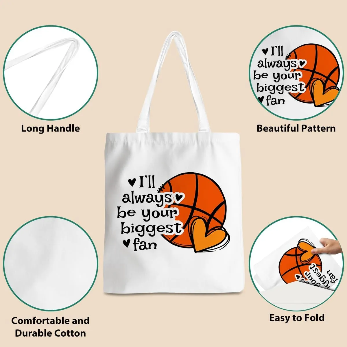 Basketball Storage Bag Sports Lovers Tote Bag, Basketball Stuff for Women Men Basketball Fans Player Daughter Son