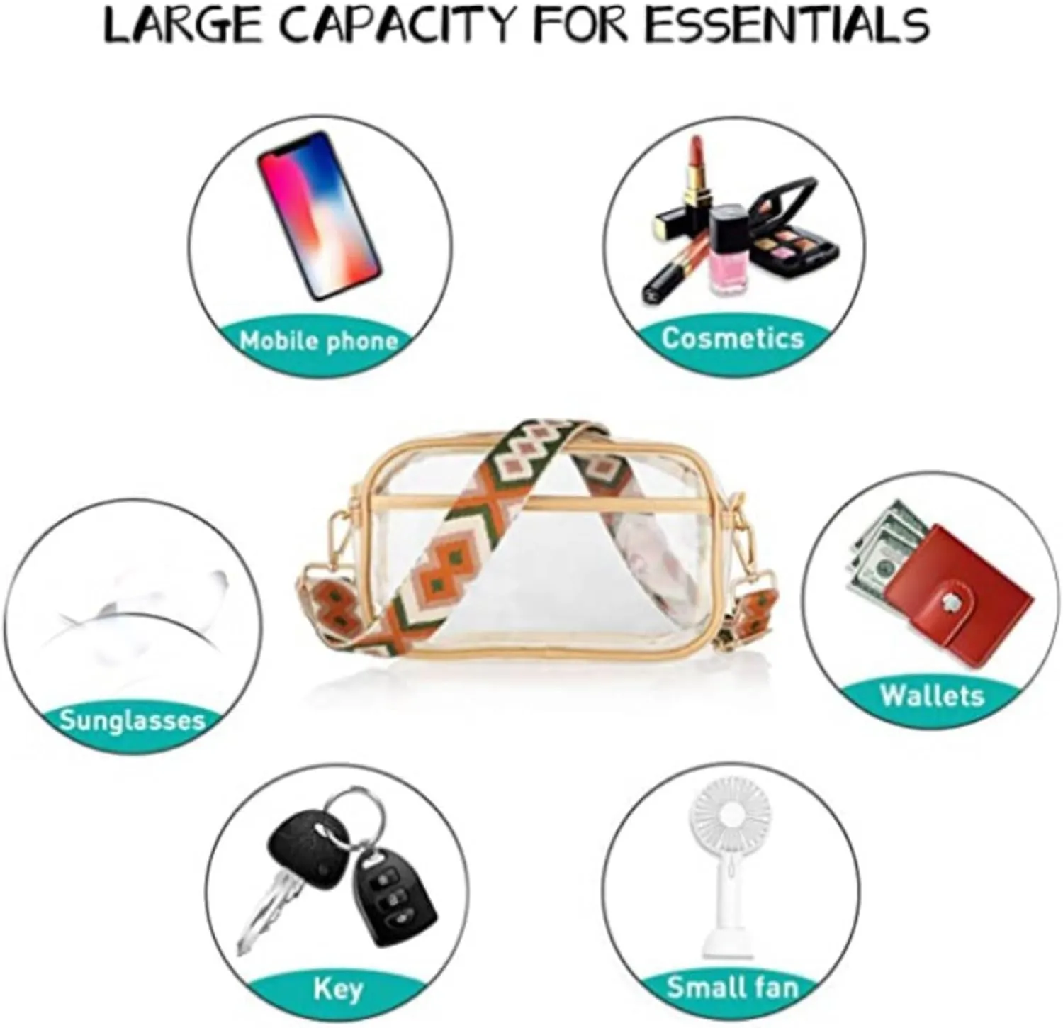 Beach Tote Bag Hobo Transparent Zipper Shoulder Bag Fashion New Pattern Messenger Bag Suitable For Outdoor Beach Travel Z