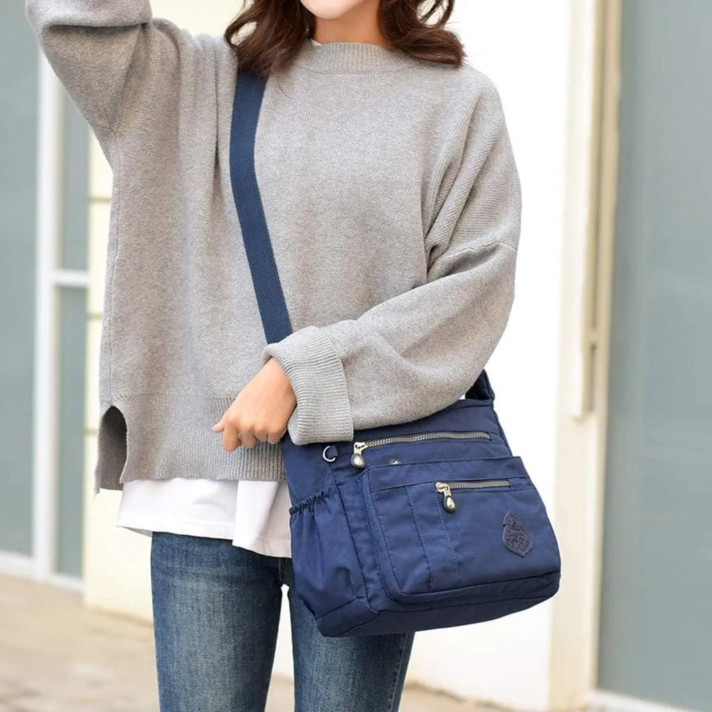 Beach Tote Bag Nylon Solid Color Shoulder Handbags Elegant Daily Crossbody Bags Messenger For Outdoor Beach Travel R