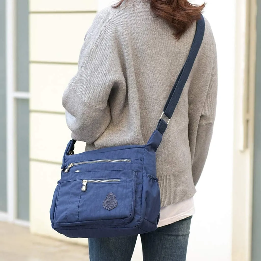 Beach Tote Bag Nylon Solid Color Shoulder Handbags Elegant Daily Crossbody Bags Messenger For Outdoor Beach Travel R