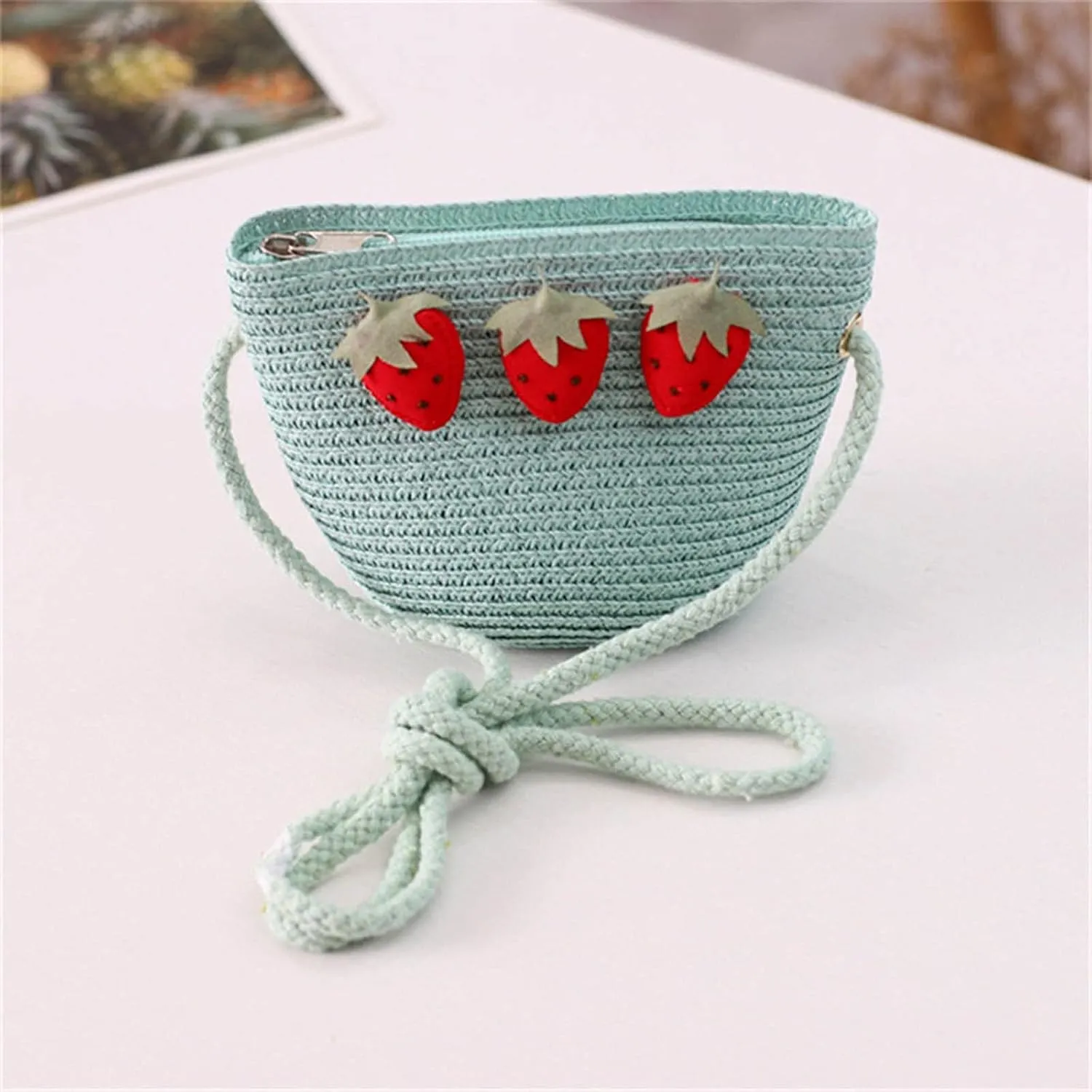 Beach Tote Bag Purse Straw Woven Strawberry Crossbody Shoulder Bags For Girls Outdoor Shopping Beach Travel Essential i