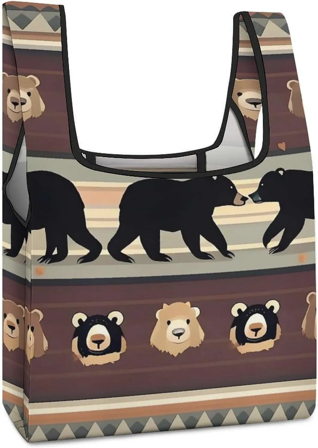 Bear Tote Bag Reusable Shopping Handbag Washable Foldable Grocery Tote for Picnic Shopping
