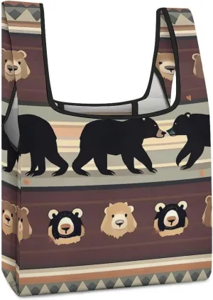 Bear Tote Bag Reusable Shopping Handbag Washable Foldable Grocery Tote for Picnic Shopping