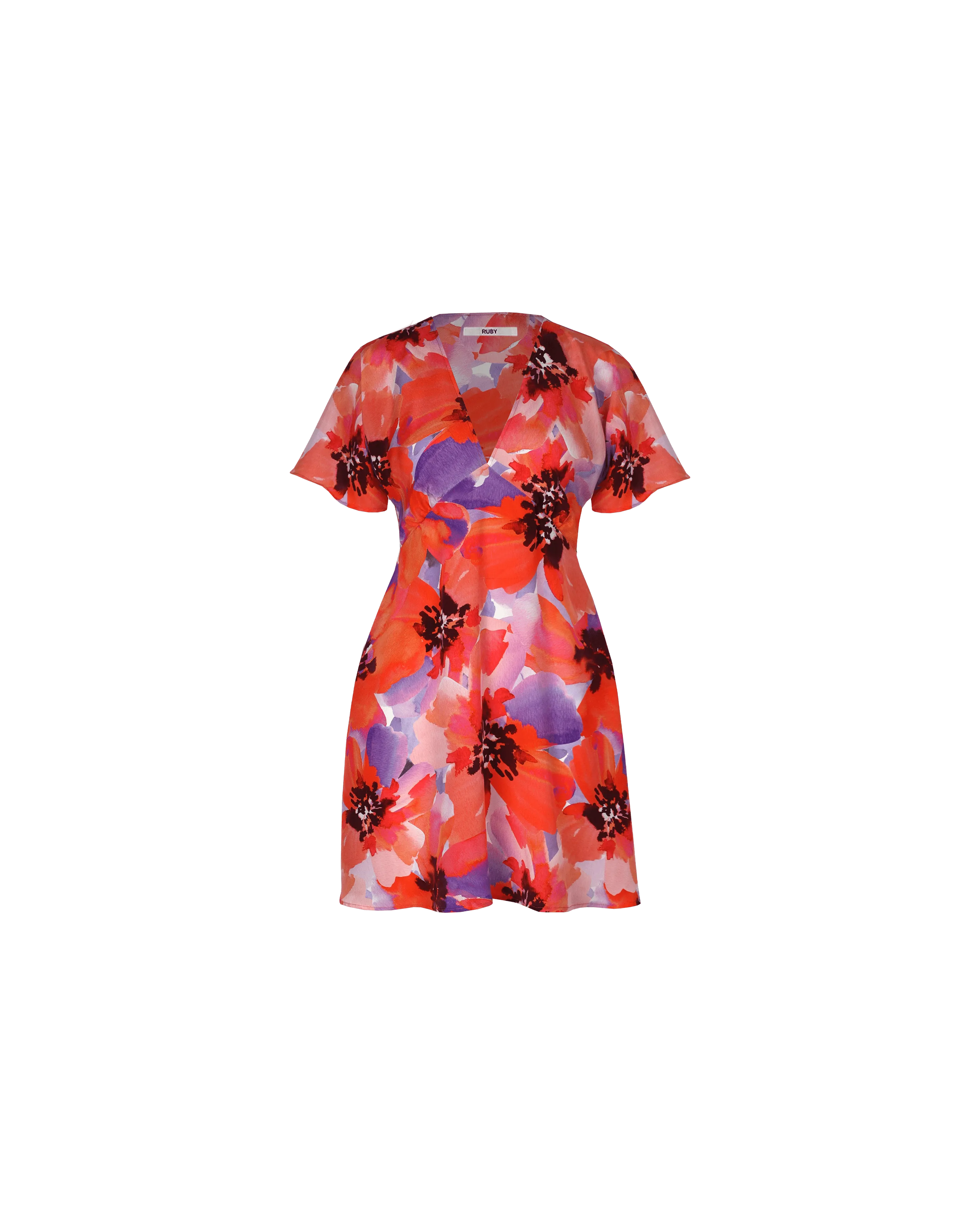 BETTINA SILK MINI DRESS POPPY FLORAL