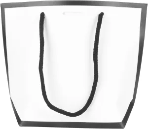 Black and White Shopping Bags Medium Size 10 Sets, Elegant White Paper Retail Bags Party Bags,Reusable Odourless Kraft Paper Bags