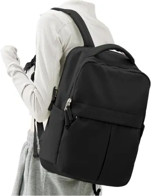 Black Laptop Backpack for Women Men Gym Work Backpack Casual Daypack Backpacks Small Travel Backpack for Traveling on Airplane Lightweight College Teacher Backpacks for Women