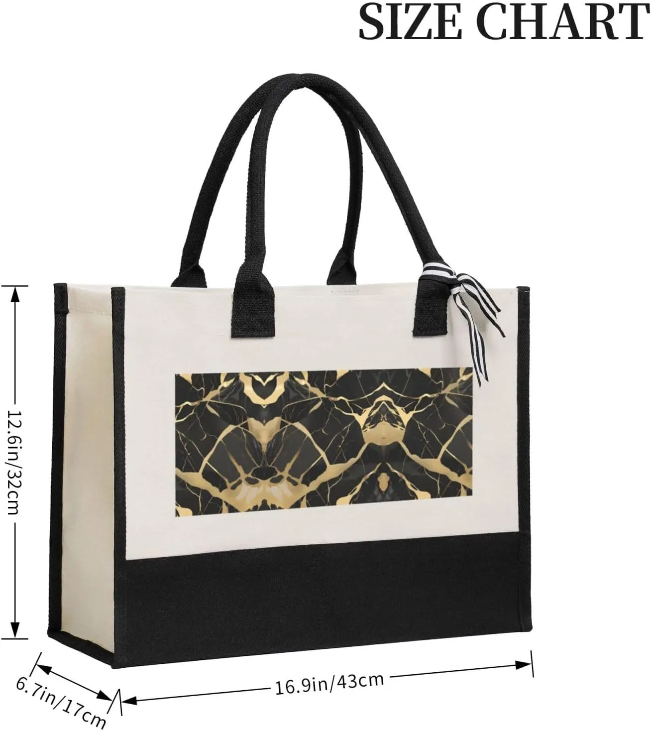Black Marble Texture Gold Christmas Tote Bags With Handles Canvas Reusable Gift Bag For Women Shopping Holiday Travel