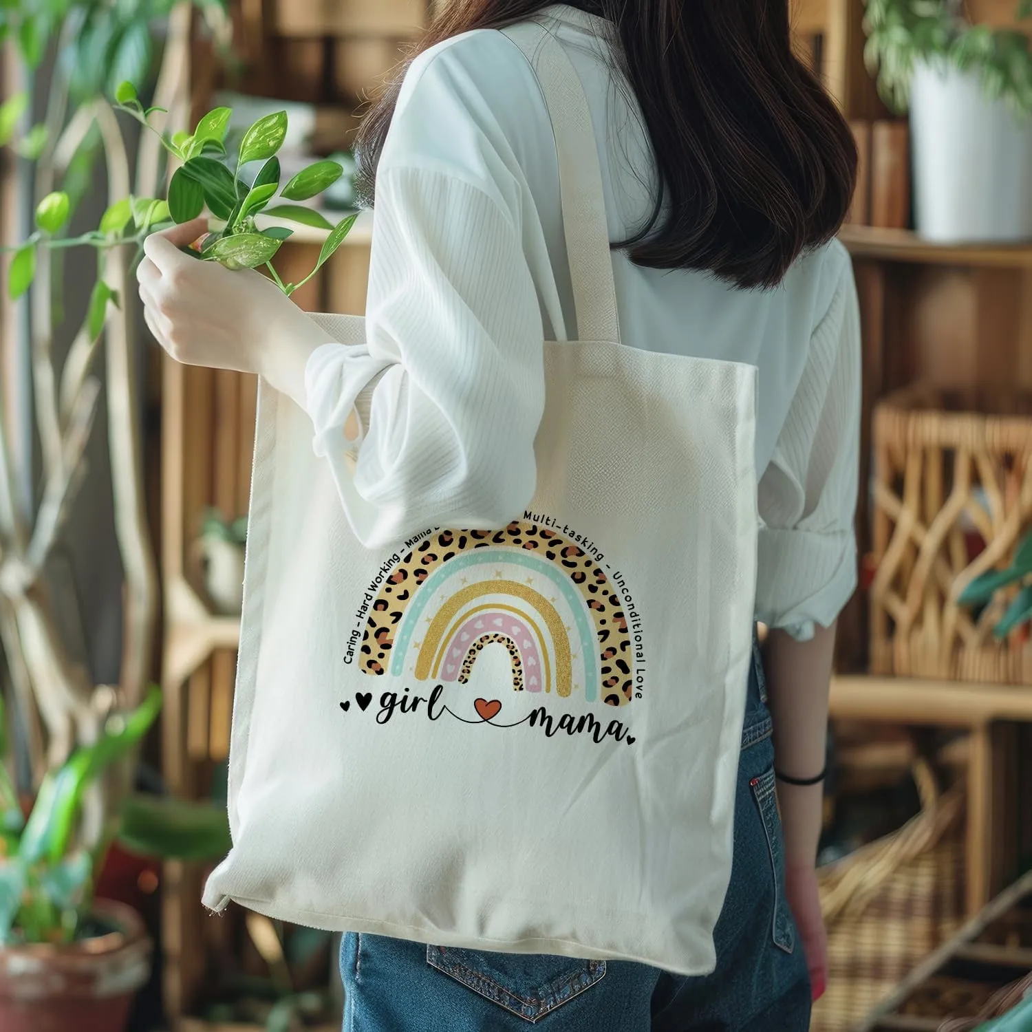 bmuvghi Canvas Tote Bag with Pocket Cute Tote Bag Aesthetic Reusable Shopping Grocery Bags Birthday Gifts for Women