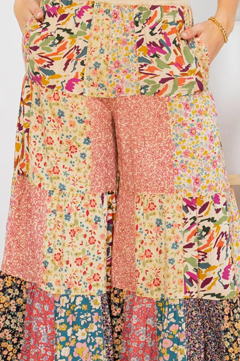 Boho Babe Printed Patchwork Pants