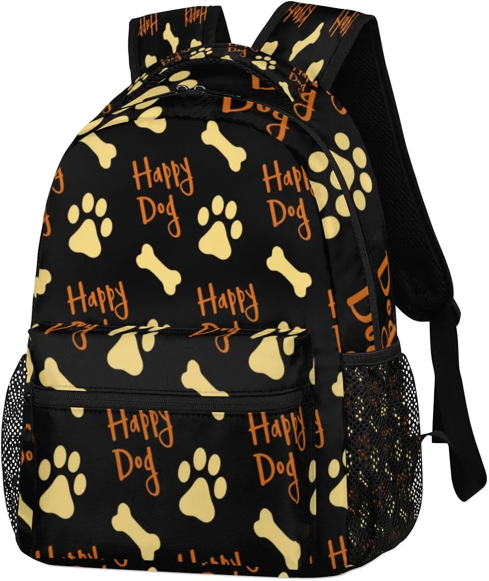 Bone Dog Paw Travel Laptop Backpacks Lightweight Travel Hiking Camping Casual Daypack Backpack for Men Women Adults