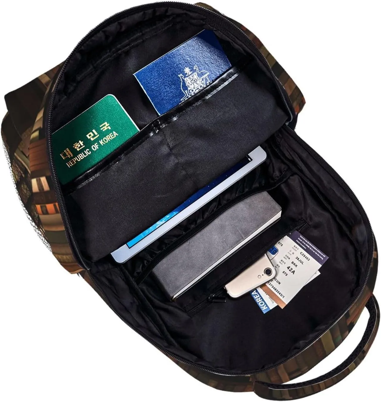 Book Pattern Backpacks Vintage Laptop Bookbag Computer Bag Hiking Travel Daypack for Women Men