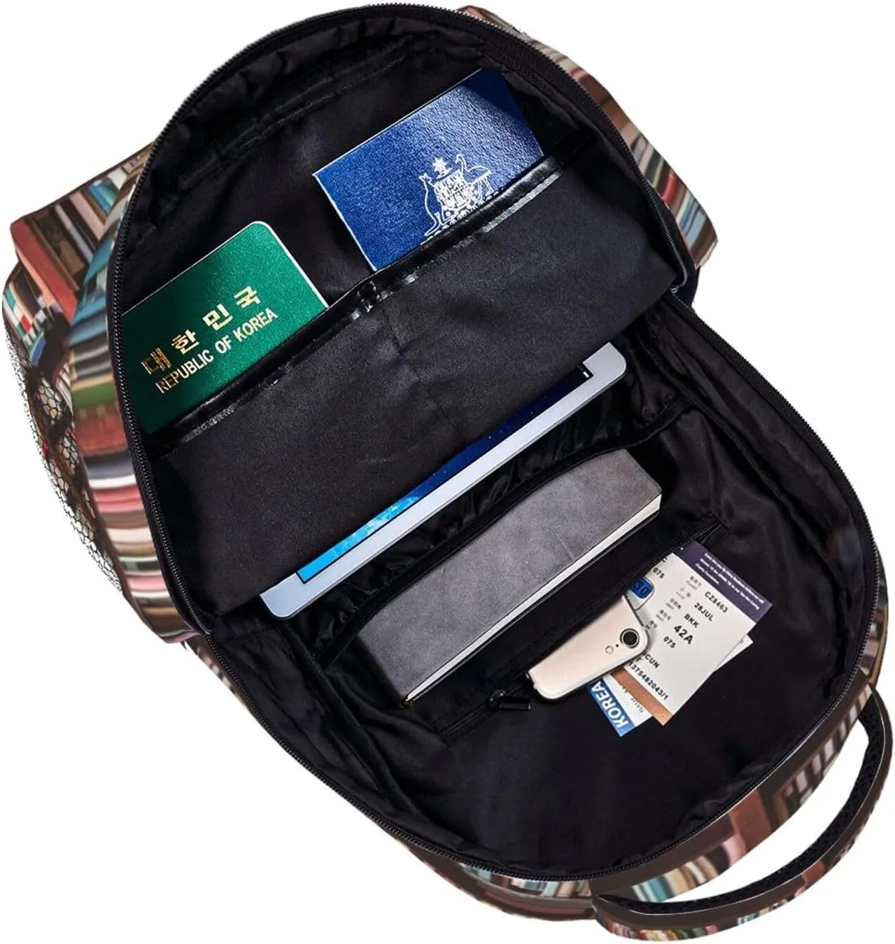 Book Pattern Backpacks Vintage Laptop Bookbag Computer Bag Hiking Travel Daypack for Women Men