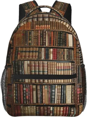 Book Pattern Backpacks Vintage Laptop Bookbag Computer Bag Hiking Travel Daypack for Women Men
