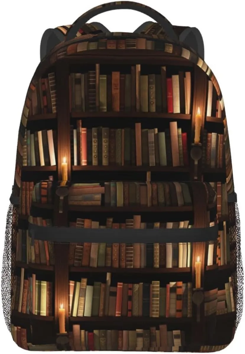 Book Pattern Backpacks Vintage Laptop Bookbag Computer Bag Hiking Travel Daypack for Women Men