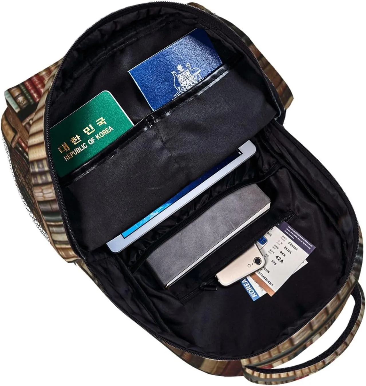Book Pattern Backpacks Vintage Laptop Bookbag Computer Bag Hiking Travel Daypack for Women Men