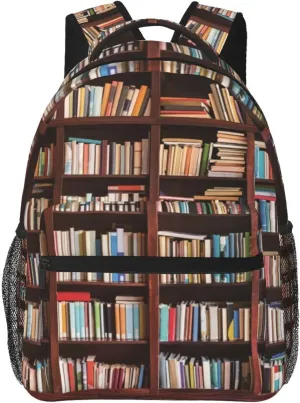 Book Pattern Backpacks Vintage Laptop Bookbag Computer Bag Hiking Travel Daypack for Women Men