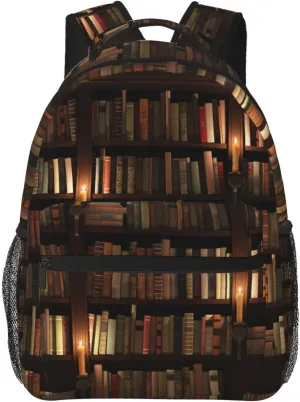 Book Pattern Backpacks Vintage Laptop Bookbag Computer Bag Hiking Travel Daypack for Women Men