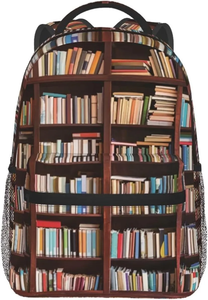 Book Pattern Backpacks Vintage Laptop Bookbag Computer Bag Hiking Travel Daypack for Women Men