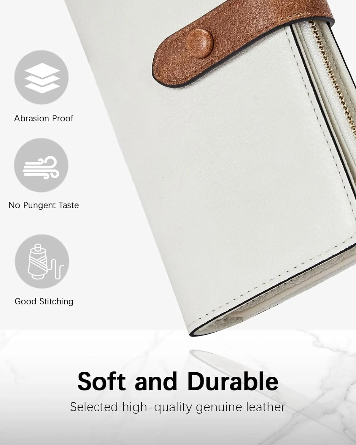BOSTANTEN Womens Leather Wallets RFID Blocking Large Capacity Trifold Card Holder Ladies Phone Clutch BeigeBrown
