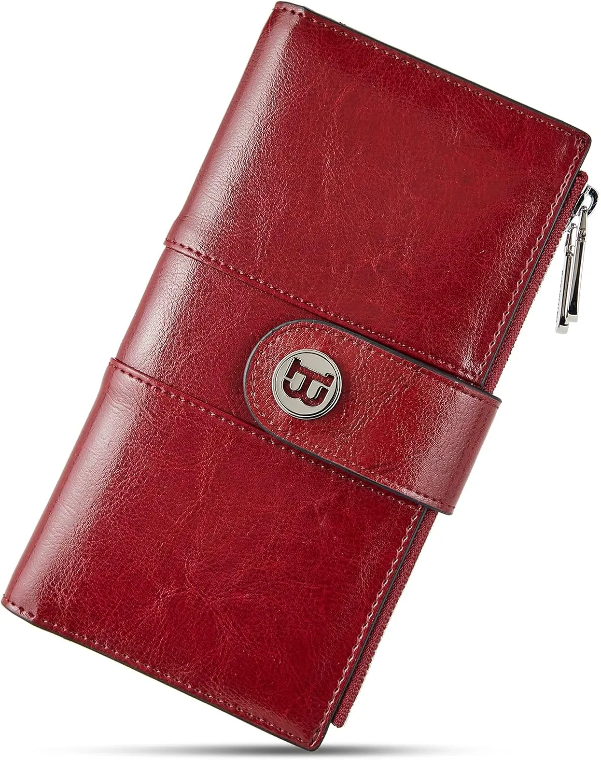 BOSTANTEN Womens Wallet Leather RFID Blocking Card Holder Large Capacity Bifold Clutch Purse with Double Zipper Pockets