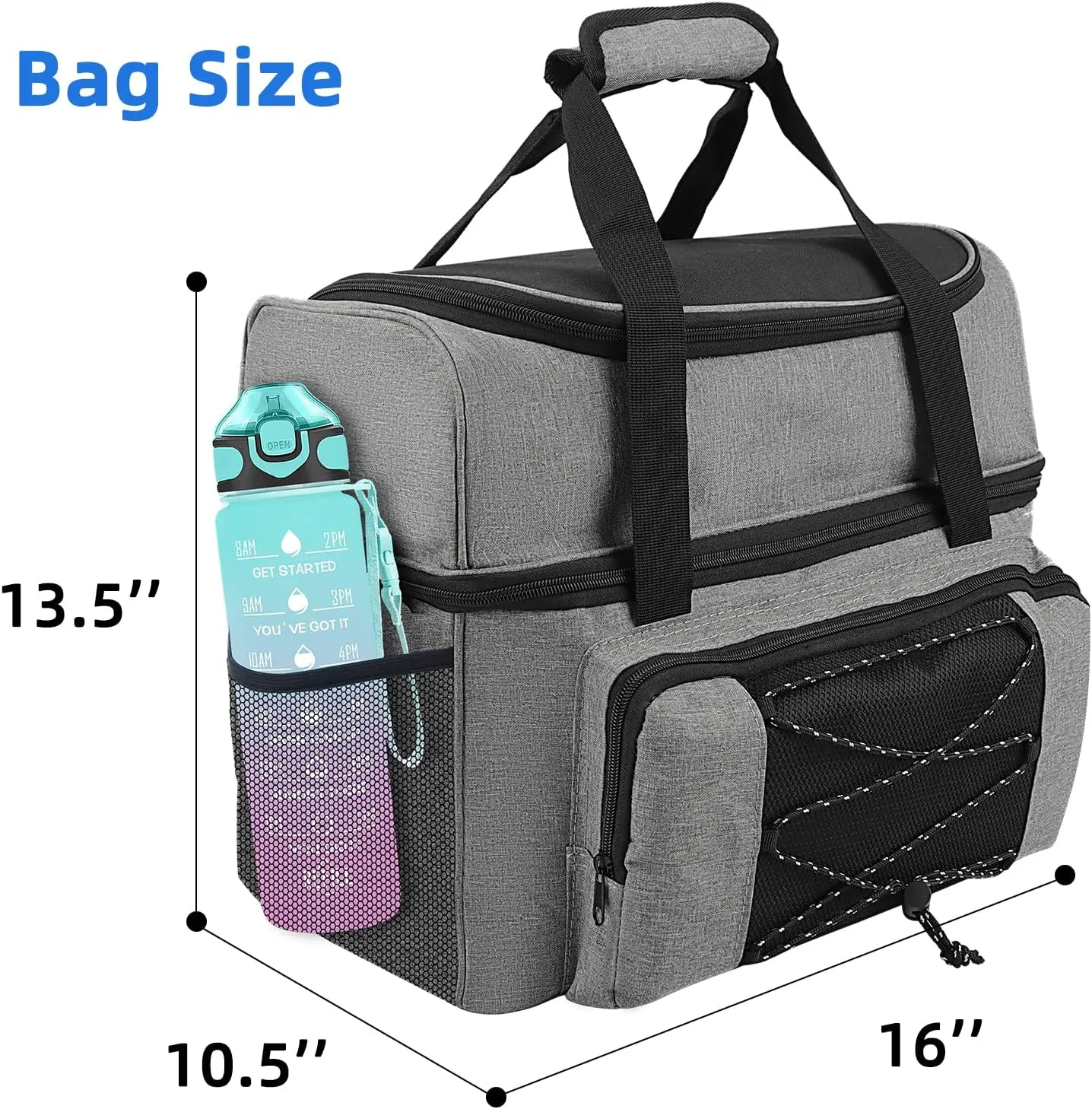 Bowling Ball Bag 2 Ball with Padded Holder Portable Double Bowling Totes with Adjustable Shoulder Strap Large Capacity Bowling Gear Organizer