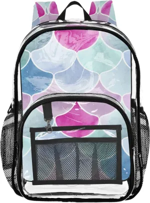 Boys Backpacks for Girls Scallop Shapes Colorful Women Clear Backpack Cute Large Plastic Approved Bag