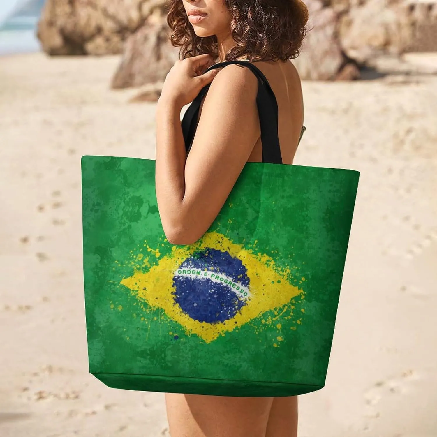 Brazil Flag Brazilian Shopping Bag Mans Woman Reusable Tote Bags Travel Totes Foldable Shoulder Bags