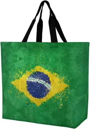 Brazil Flag Brazilian Shopping Bag Mans Woman Reusable Tote Bags Travel Totes Foldable Shoulder Bags