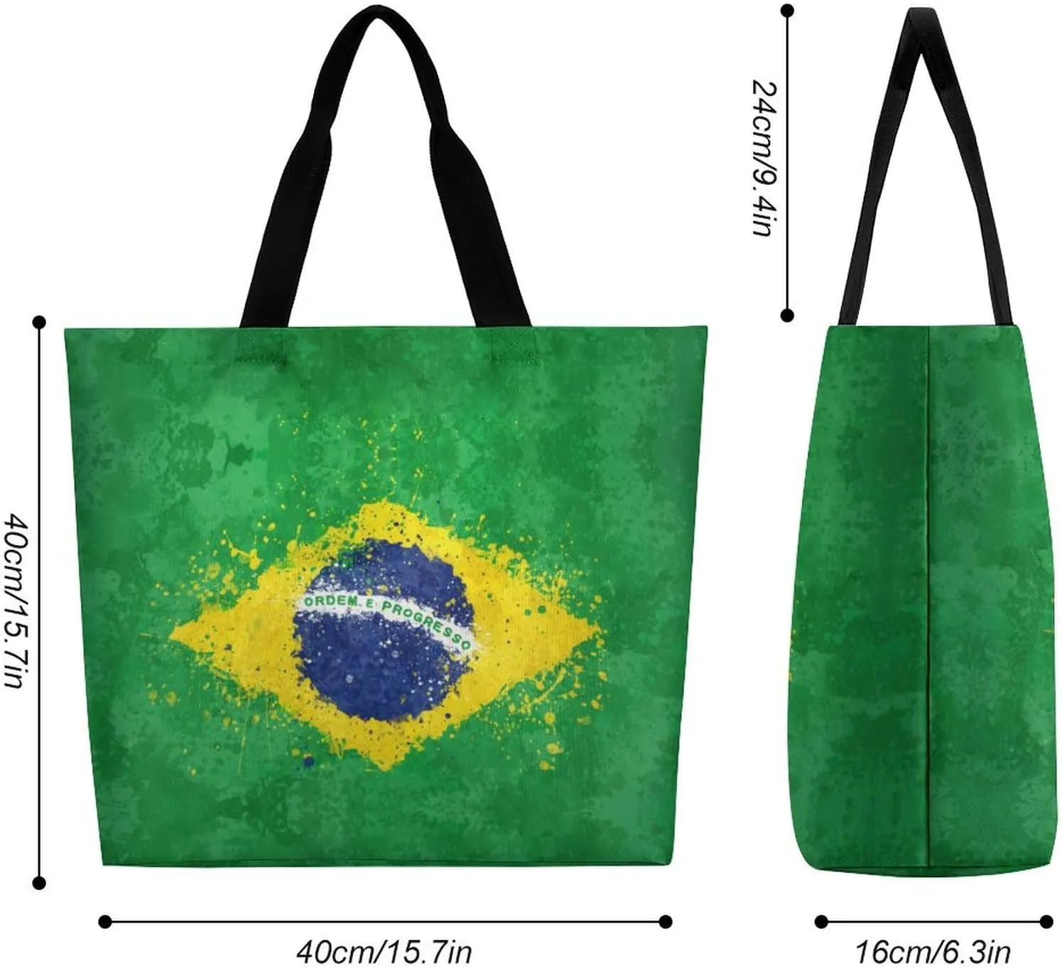 Brazil Flag Brazilian Shopping Bag Mans Woman Reusable Tote Bags Travel Totes Foldable Shoulder Bags