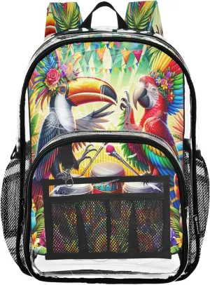 Brazilian Rio Carnival Party Bag for Kids, Clear Plastic Bags, Transparent Backpack, Boys Backpack 6-8