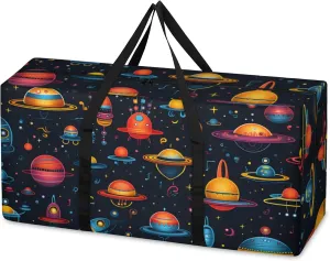 Bright Galaxy Extra Large Moving Bags Heavy Duty Storage Bags Colorful Galaxy Cloth Wrap Around Handles Double Zipper Reusable Convenient Foldable Storage Tote for Travel Camping Space Save