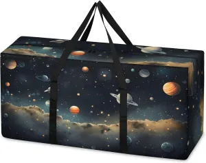 Bright Galaxy Extra Large Moving Bags Heavy Duty Storage Bags Watercolor Galaxy Cloth Wrap Around Handles Double Zipper Reusable Convenient Foldable Storage Tote for Travel Camping Space Save