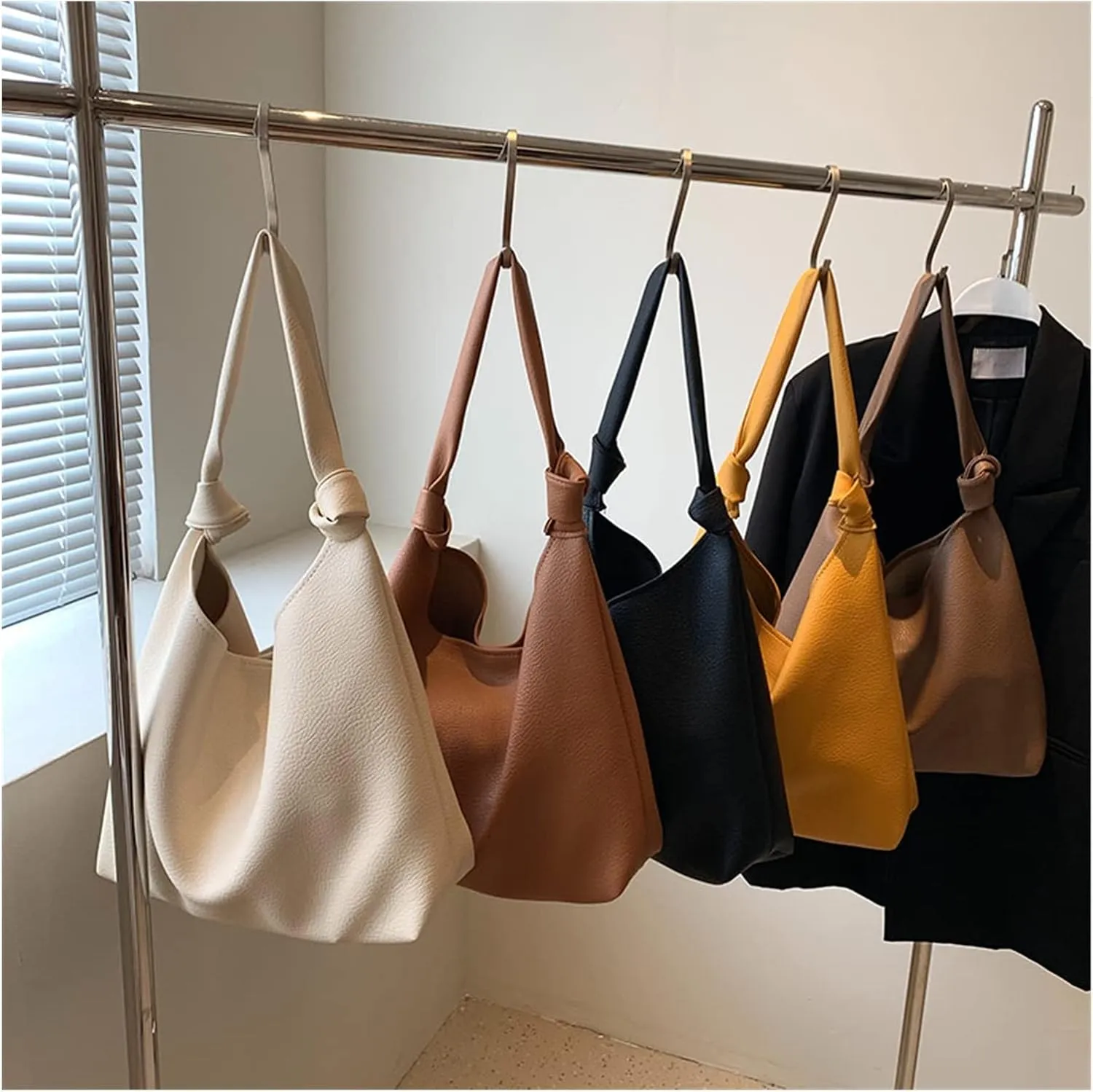 Bucket Shoulder Bags For Women Simple Handbags And Purses Lady PU Leather Totes
