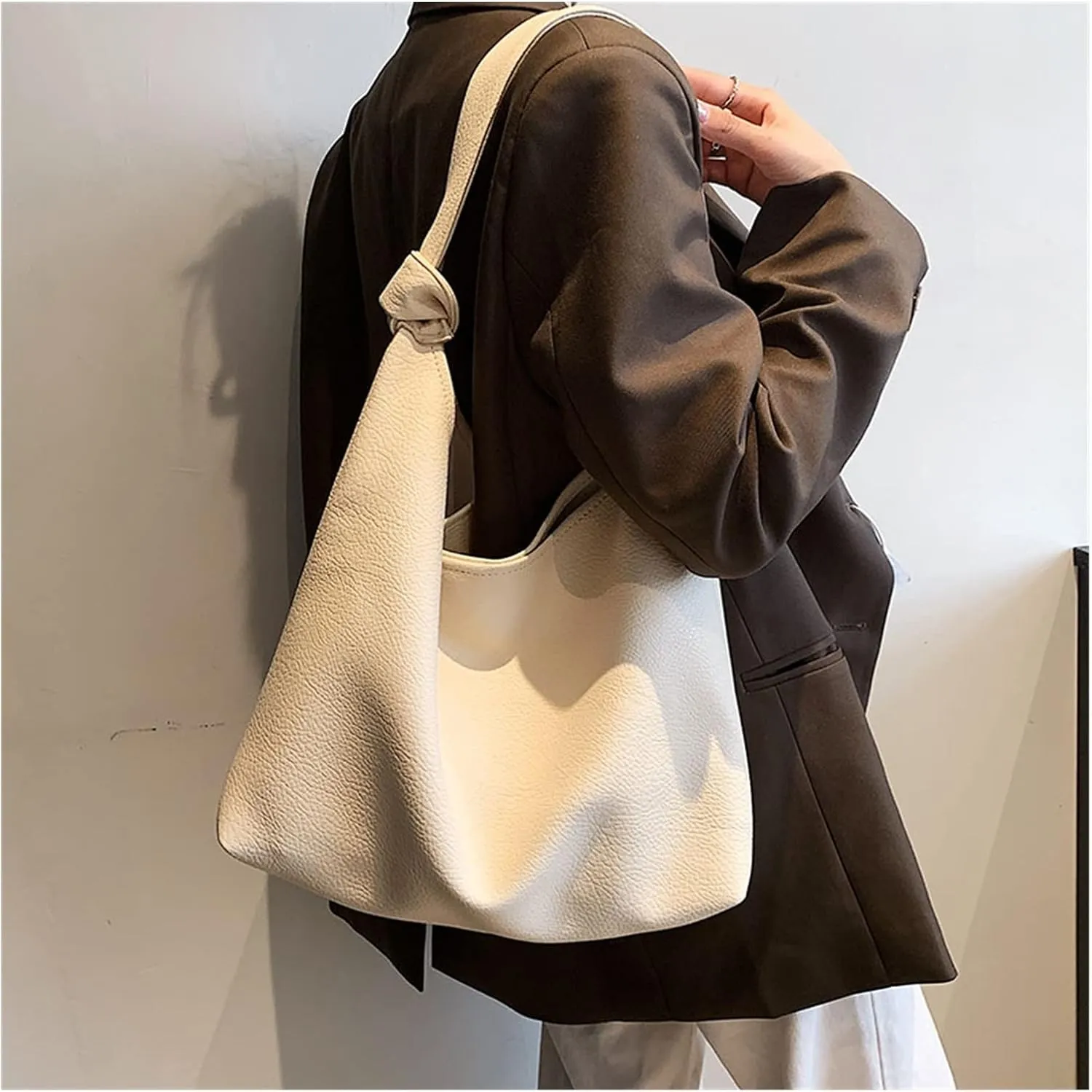 Bucket Shoulder Bags For Women Simple Handbags And Purses Lady PU Leather Totes