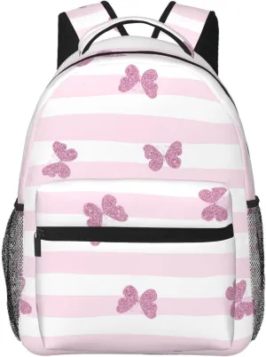 Butterfly Travel Laptop Backpack Women Lightweight Backpack Adjustable College Backpack Fits 15.6 Inch Laptop Waterproof Travel Backpack for Men -Pink