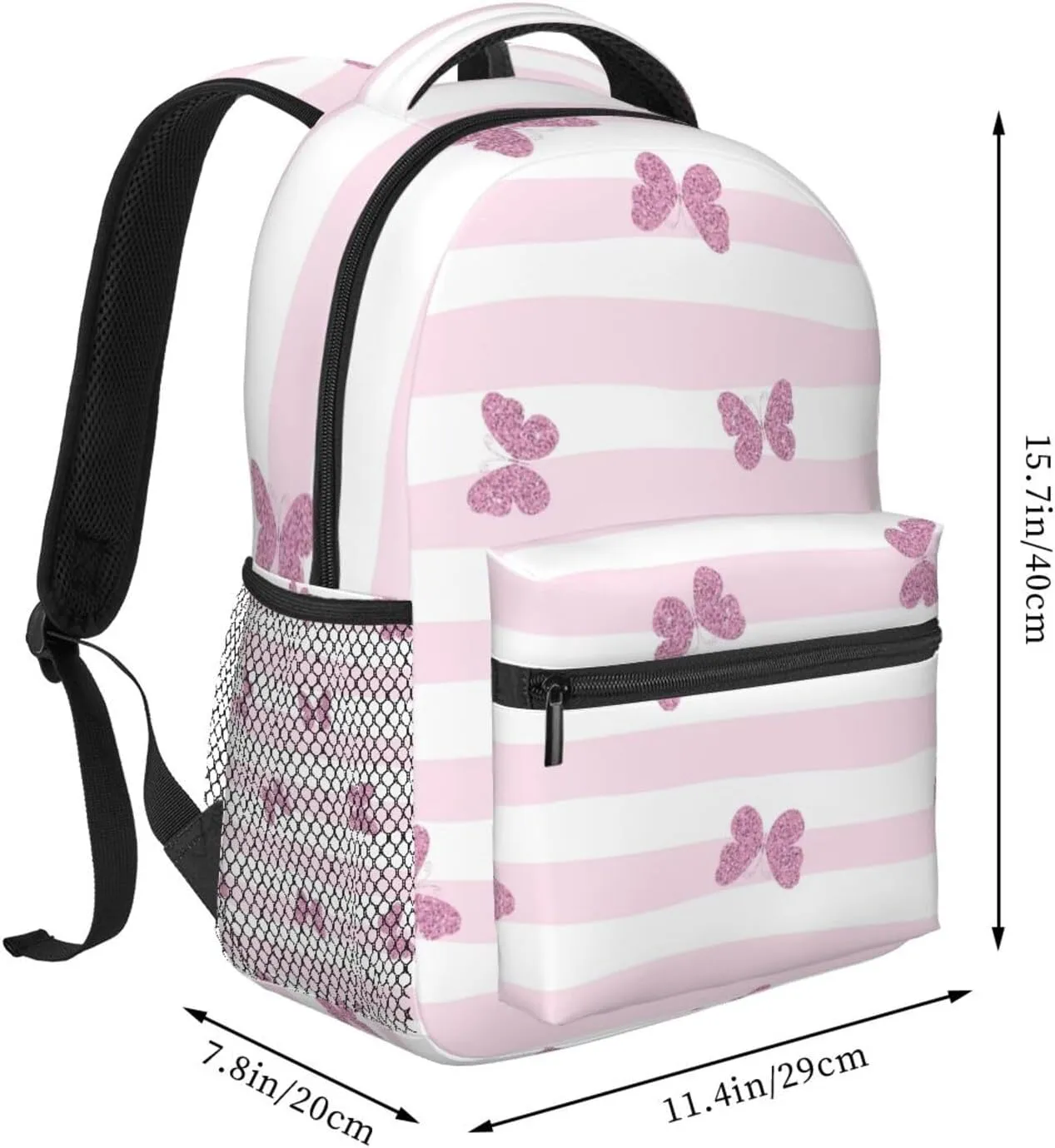 Butterfly Travel Laptop Backpack Women Lightweight Backpack Adjustable College Backpack Fits 15.6 Inch Laptop Waterproof Travel Backpack for Men -Pink