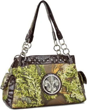 Camouflage Rhinestone Hobo Purses Western Style Handbag Woman Shoulder Bags
