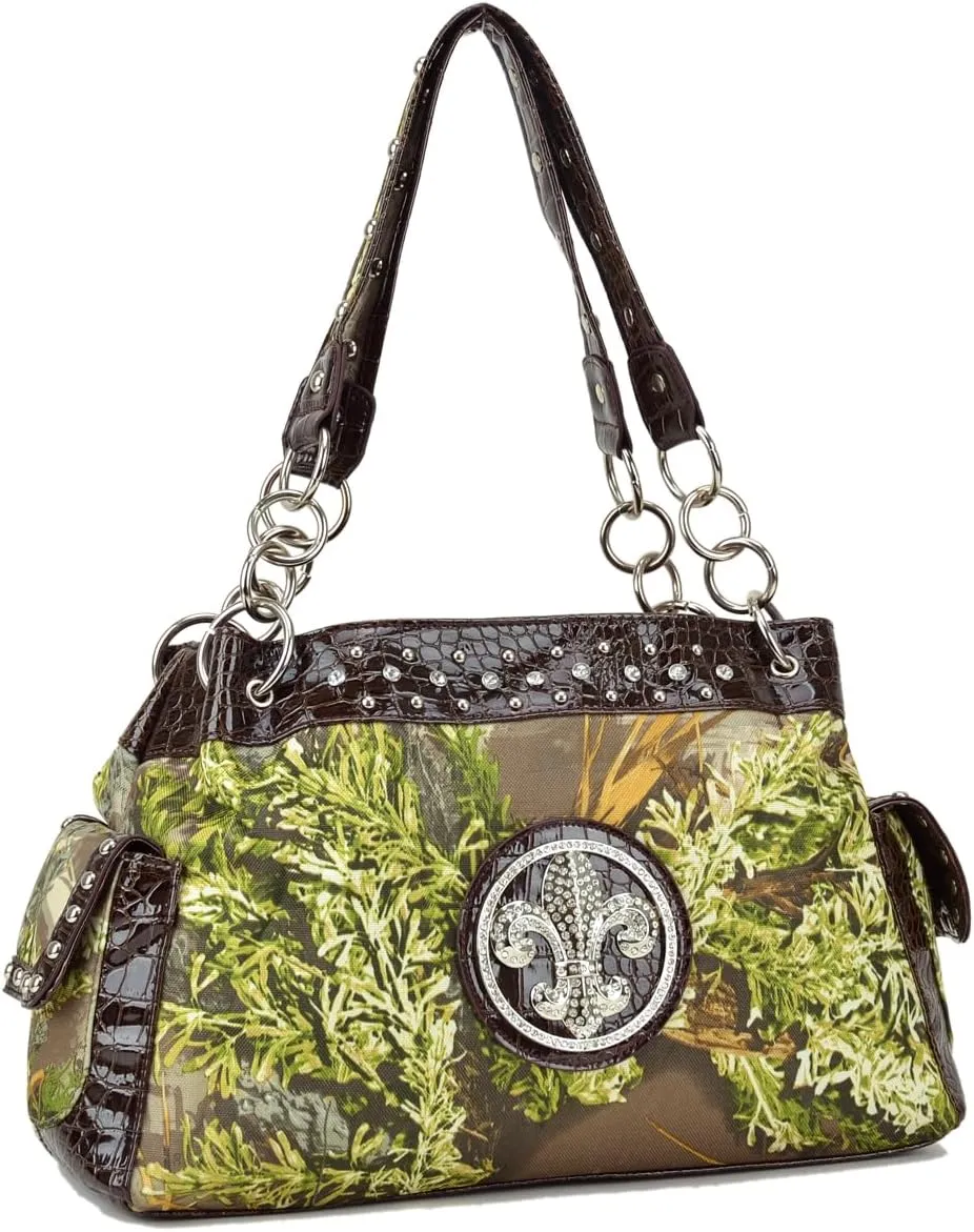 Camouflage Rhinestone Hobo Purses Western Style Handbag Woman Shoulder Bags