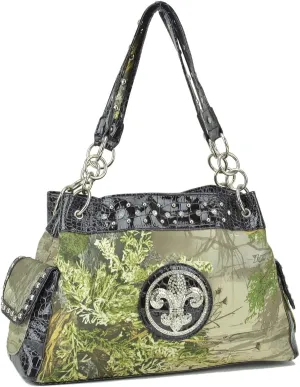 Camouflage Rhinestone Hobo Purses Western Style Handbag Woman Shoulder Bags