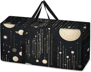 Cartoon Galaxy Extra Large Moving Bags Heavy Duty Storage Bags Dreamy Galaxy Cloth Wrap Around Handles Double Zipper Reusable Convenient Foldable Storage Tote for Travel Camping Space Save