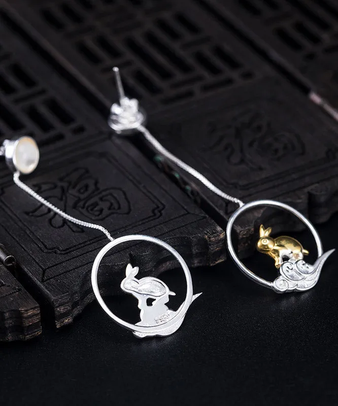 Casual Yellow Sterling Silver xiangyun Rabbit Drop Earrings LY2215