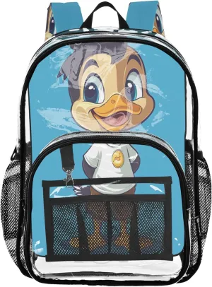 CHIFIGNO Chic Duck Blue Travel Backpack for Kids, Clear Plastic Bag, School Bags for Girls, Backpack Clear