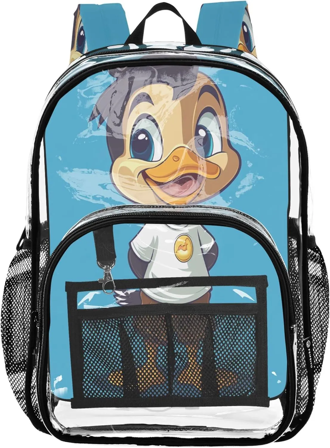 CHIFIGNO Chic Duck Blue Travel Backpack for Kids, Clear Plastic Bag, School Bags for Girls, Backpack Clear
