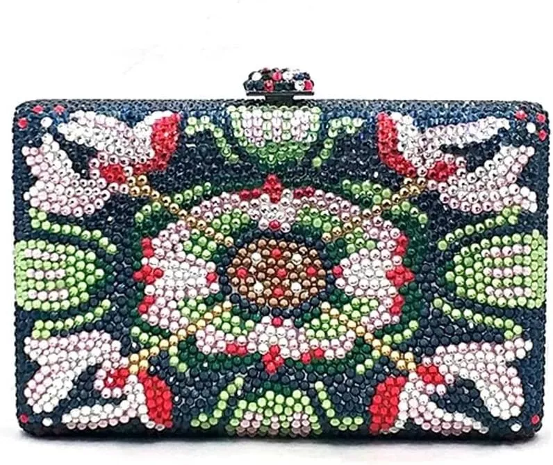 Classical Women Evening Party Purses Bridal Wedding Bag Flower Full Crystal Clutches Bags